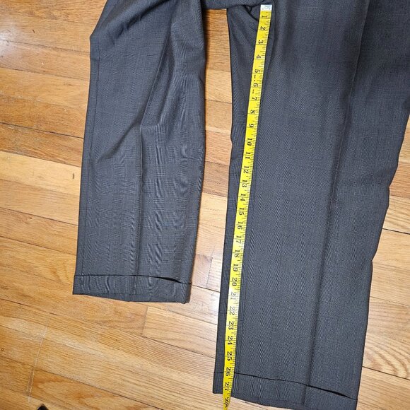 Men's Jeffery Banks 100% Wool dark preppy academia micro herringbone print suit - Picture 15 of 16